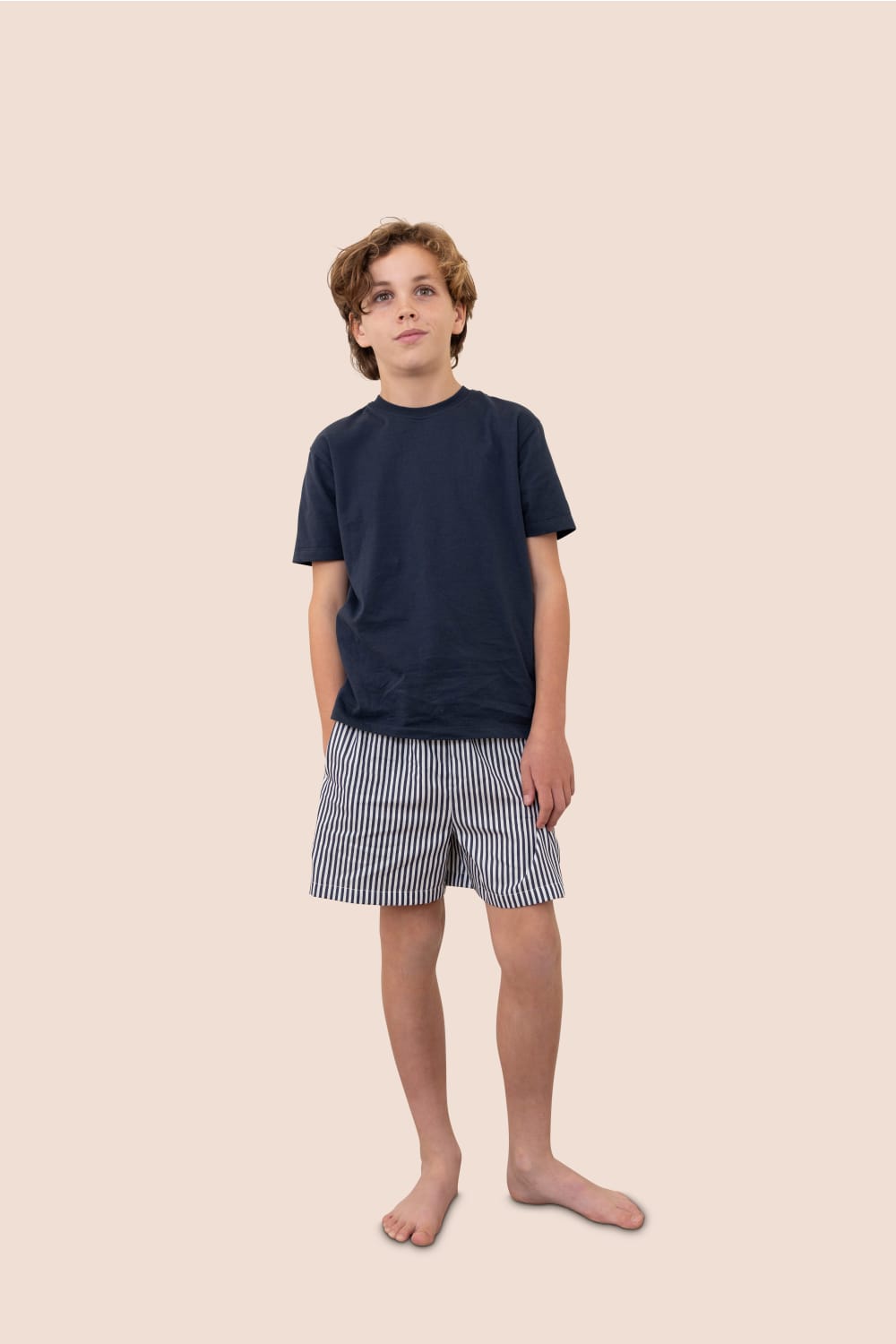 Gingerlilly Mini Noah Cotton Short PJ Set - Navy Stripe - Front