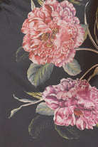 Gingerlilly Piper Floral Silky Satin Nightie - Black - Fabric detail
