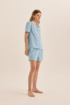 Gingerlilly Sonia Blue Satin Short PJ Set - Side
