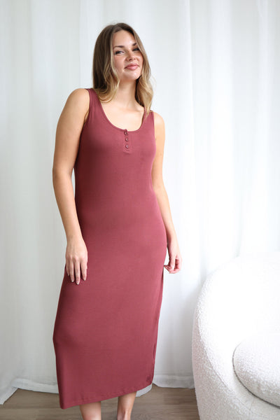 Monique Long Sleeveless Henley Dress