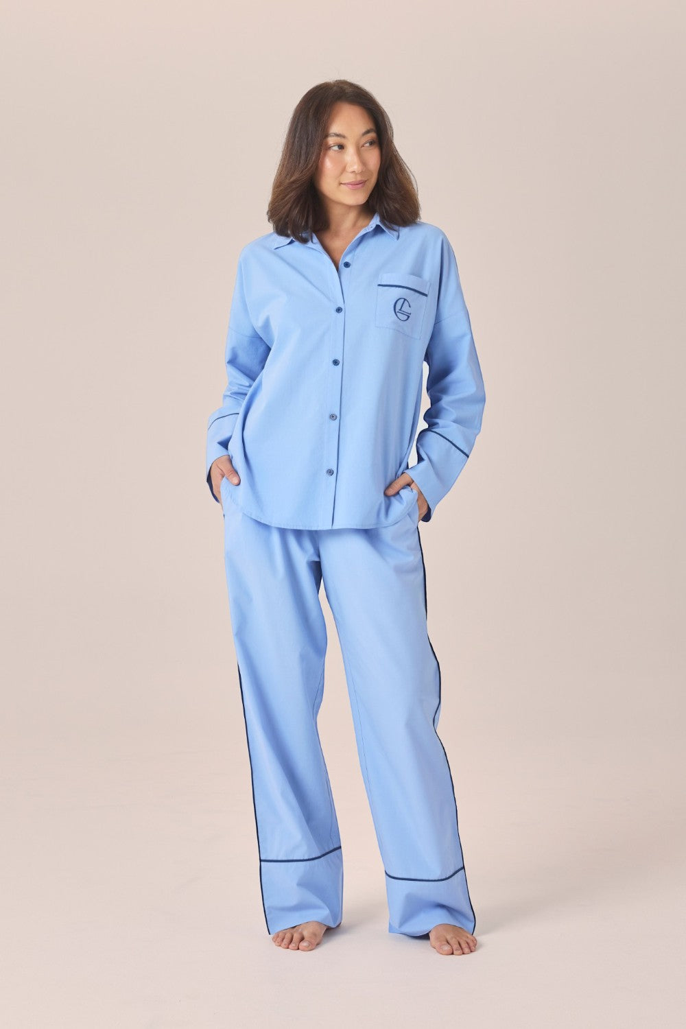 Gingerlilly Stevie Long PJ Pants - Blue - Front alt