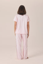 Gingerlilly Camilla Cotton Short Sleeve Long Pant PJ Set - Pink - Back