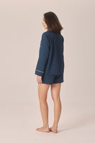 Gingerlilly Susanna Cotton Long Sleeve Shortie PJ Set - Navy - Side