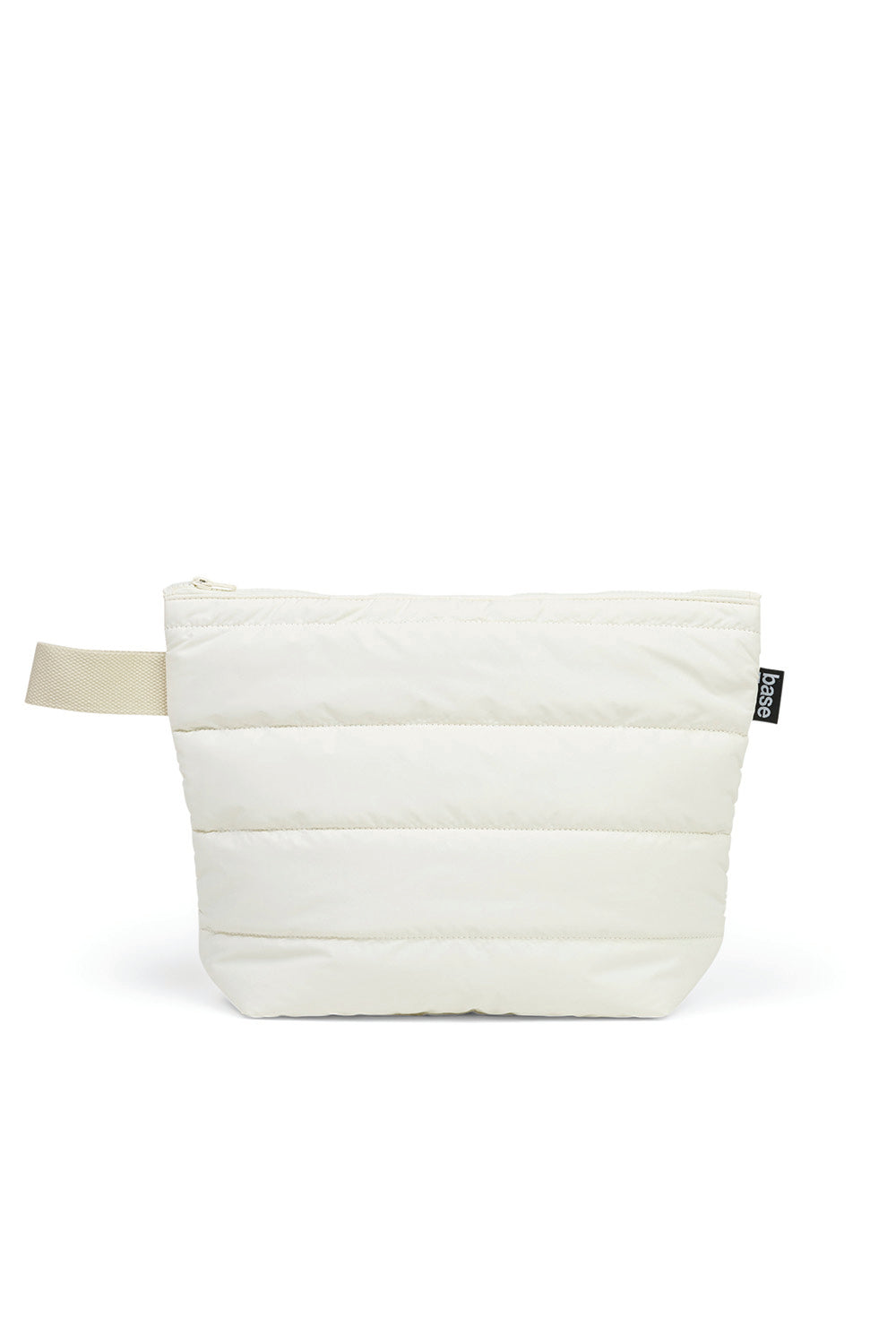 Quilted ecru zip pouch with handle, minimalist design, Gingerlilly Sleepwear accessory