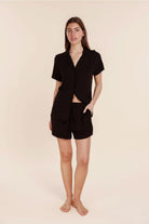 Gingerlilly Adelaide Ribbed Shorts - Black - Front