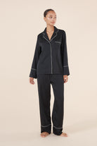 Gingerlilly Adele Black Satin Set - Front