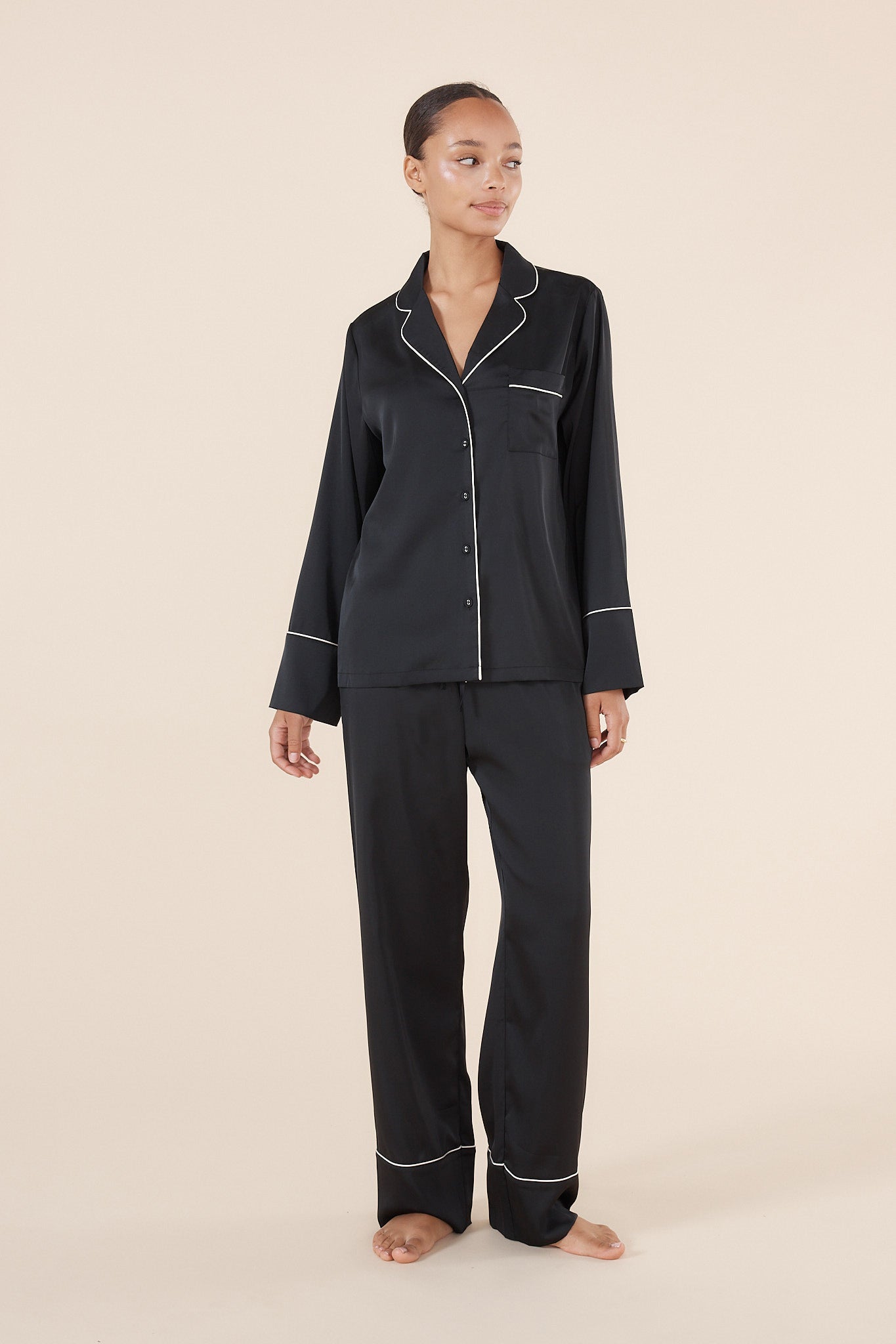 Adele Black Satin Set  - Gingerlilly Sleepwear