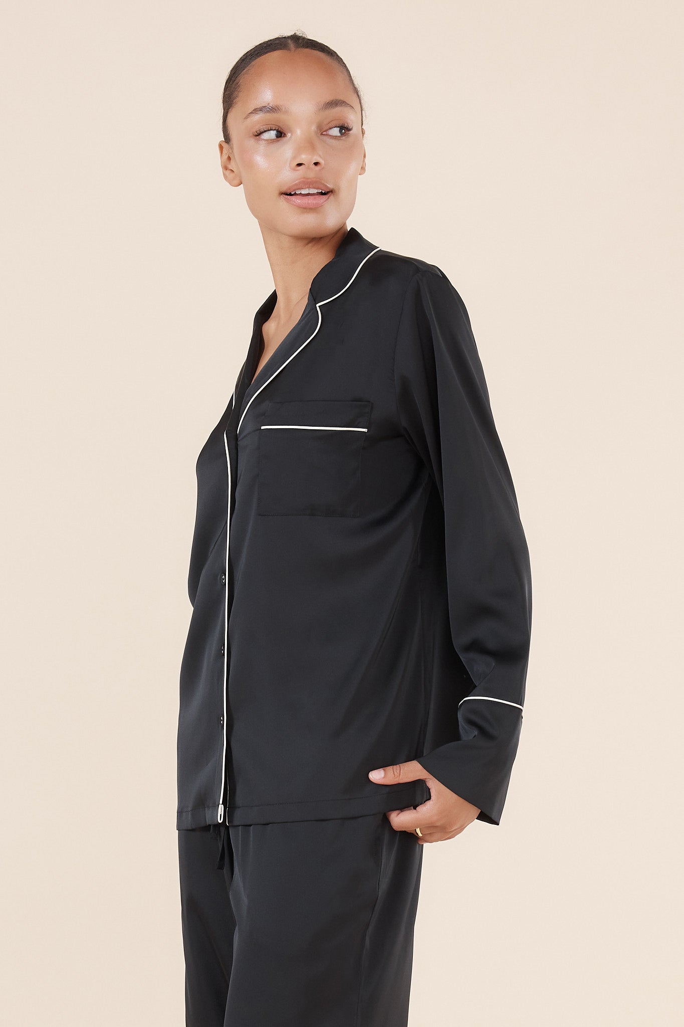 Adele Black Satin Set  - Gingerlilly Sleepwear