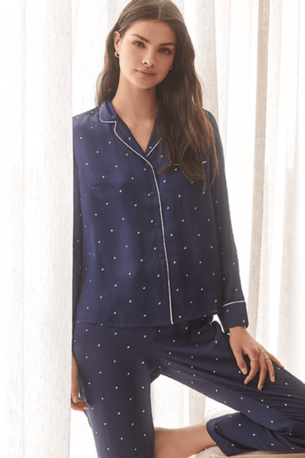 Aleisha Navy Small Geo Spot PJ - Gingerlilly Sleepwear