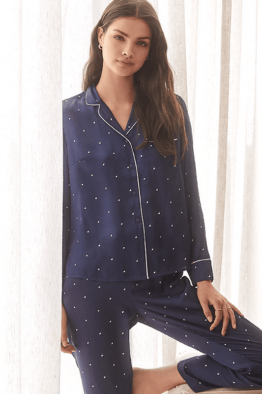 Aleisha Navy Small Geo Spot PJ - Gingerlilly Sleepwear