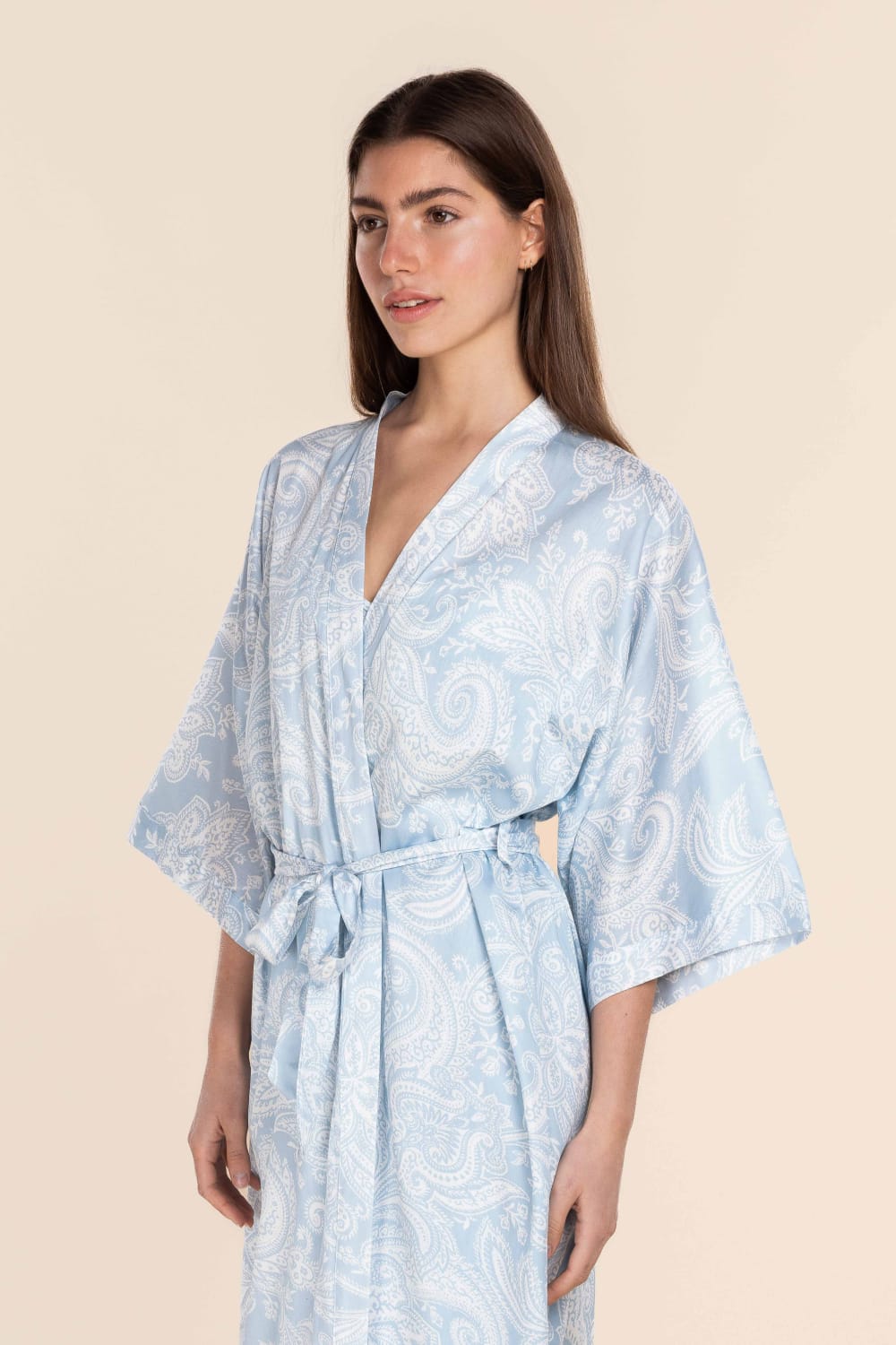 Gingerlilly Annie Cotton Sateen Robe - Blue - Detail