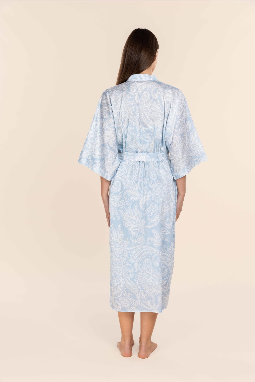 Gingerlilly Annie Cotton Sateen Robe - Blue - Back