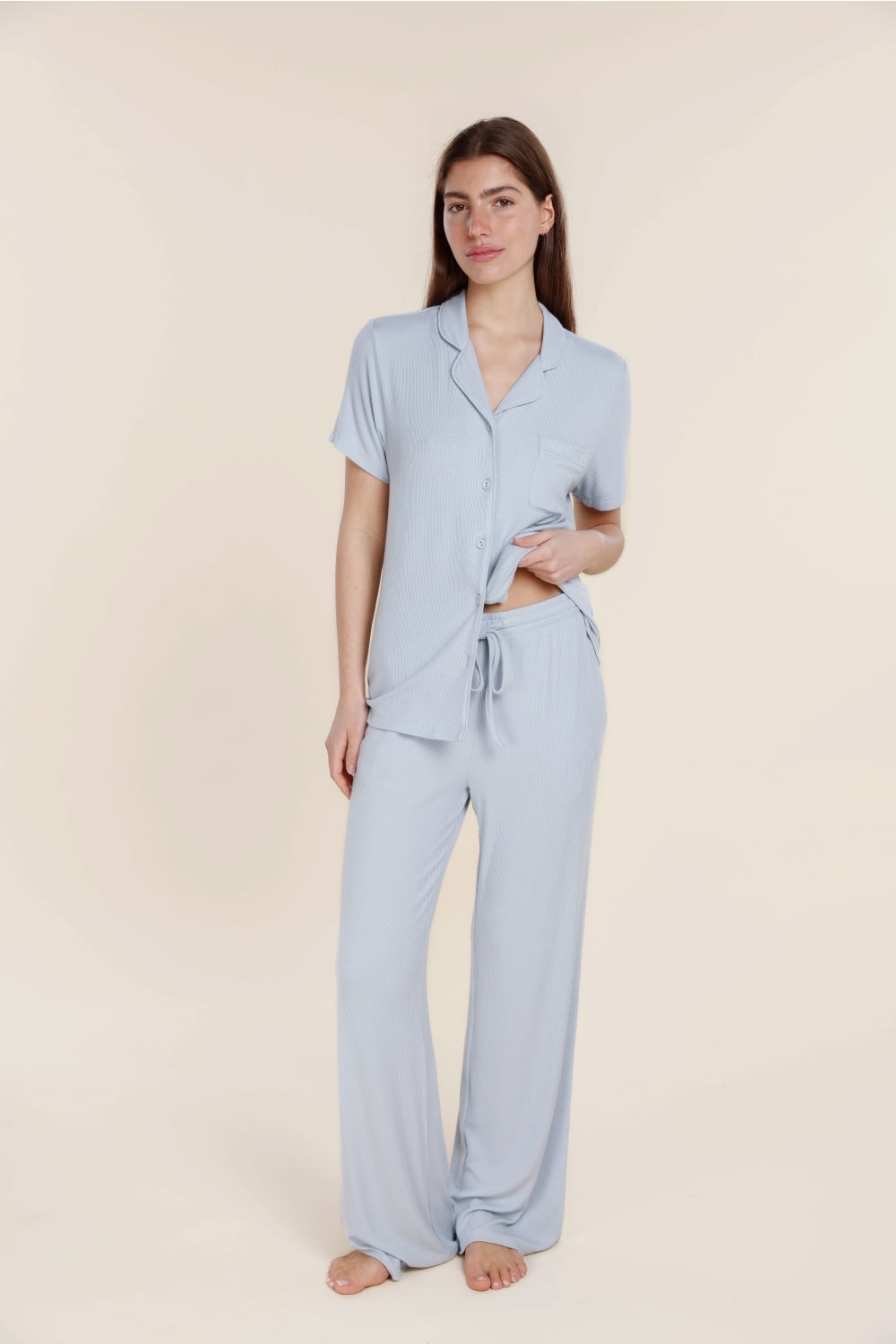 Athens Ribbed Long Pants - Gingerlilly Sleepwear