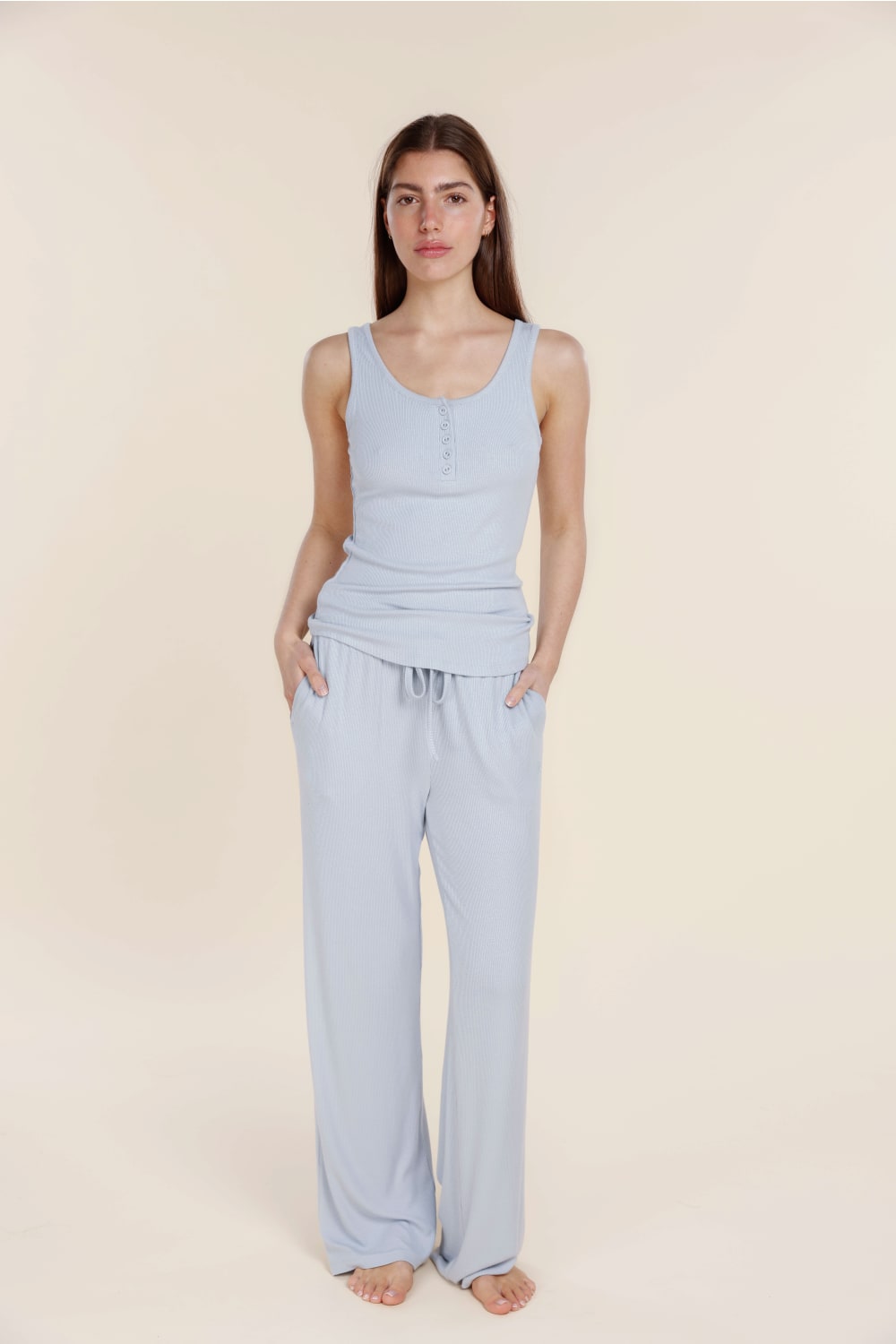 Athens Ribbed Long Pants - Gingerlilly Sleepwear