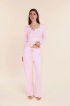 Gingerlilly Athens Ribbed Long Pants - Pink - Front