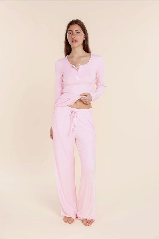 Athens Ribbed Long Pants - Gingerlilly Sleepwear
