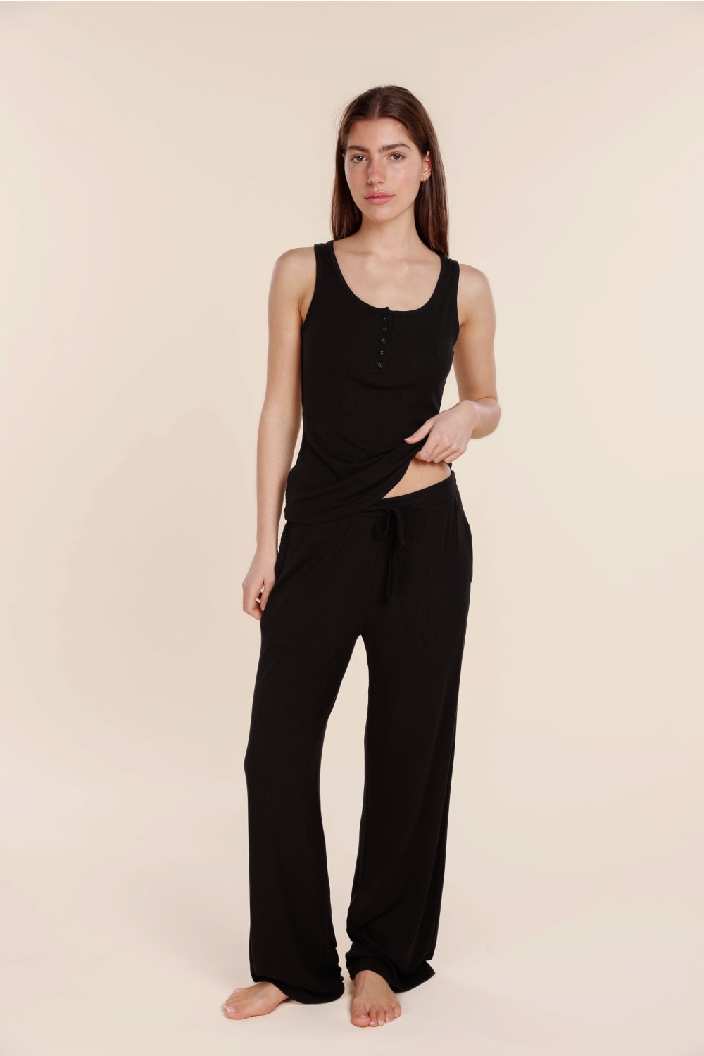 Athens Ribbed Long Pants - Gingerlilly Sleepwear