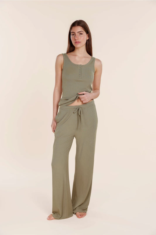 Athens Ribbed Long Pants - Gingerlilly Sleepwear