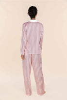 Gingerlilly Belinda Cotton Long PJ Set - Pink Stripe - Back