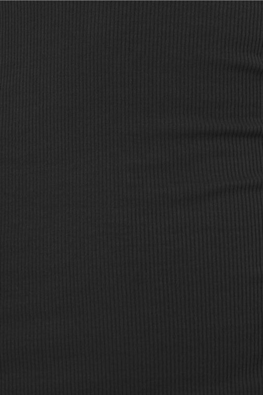 Close-up of black bonnie ribbed long sleeve midi henley nightdress fabric texture