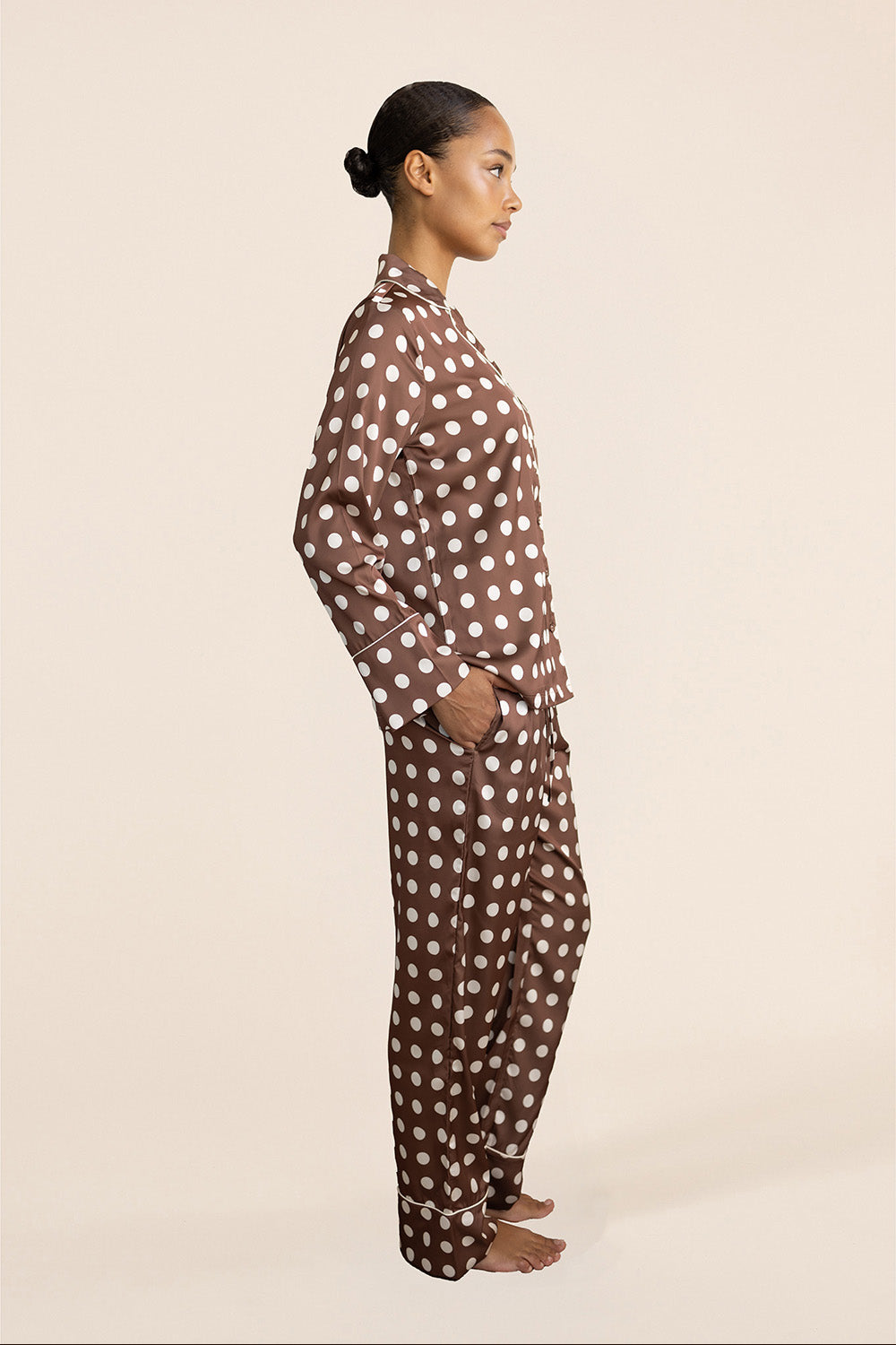 Carlotta Silky Satin Spot PJ set - Gingerlilly Sleepwear