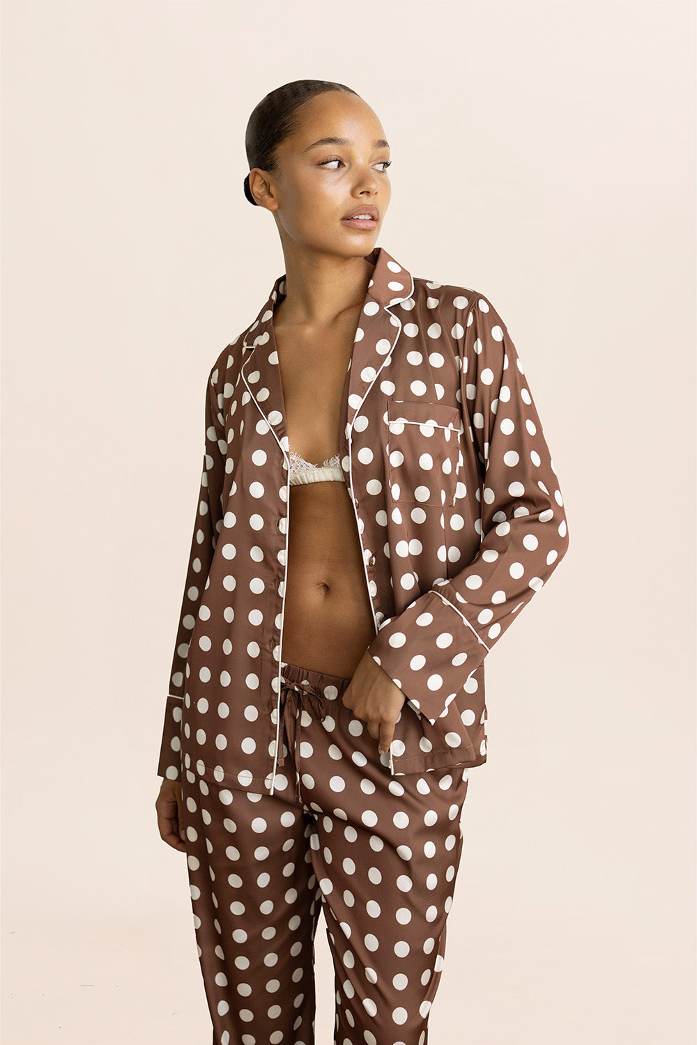 Carlotta Silky Satin Spot PJ set - Gingerlilly Sleepwear