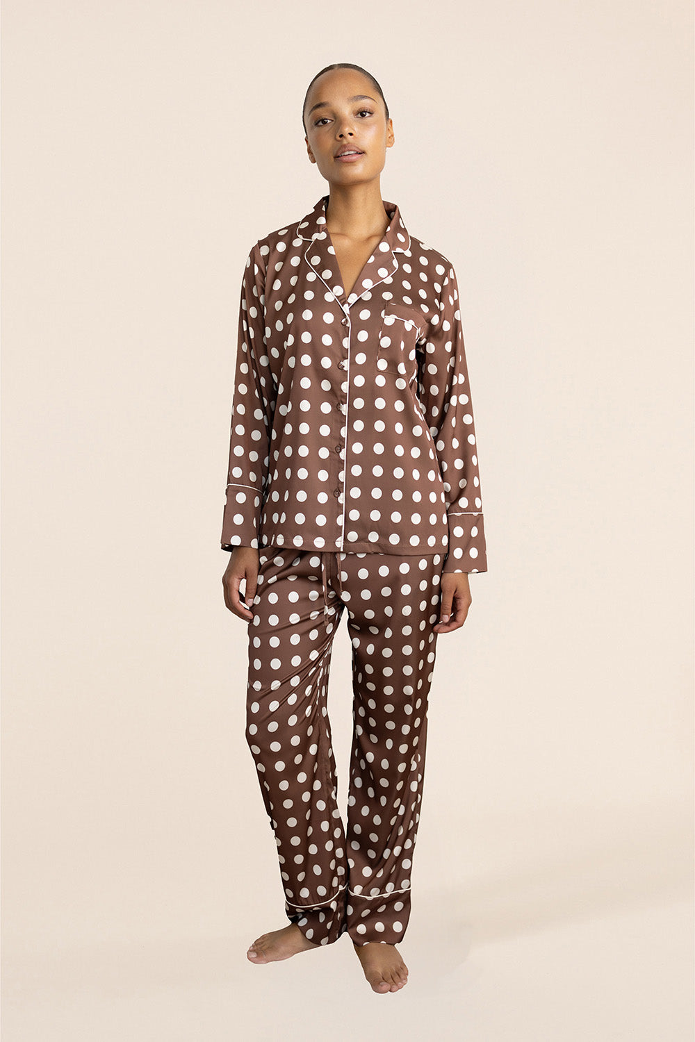Carlotta Silky Satin Spot PJ set - Gingerlilly Sleepwear