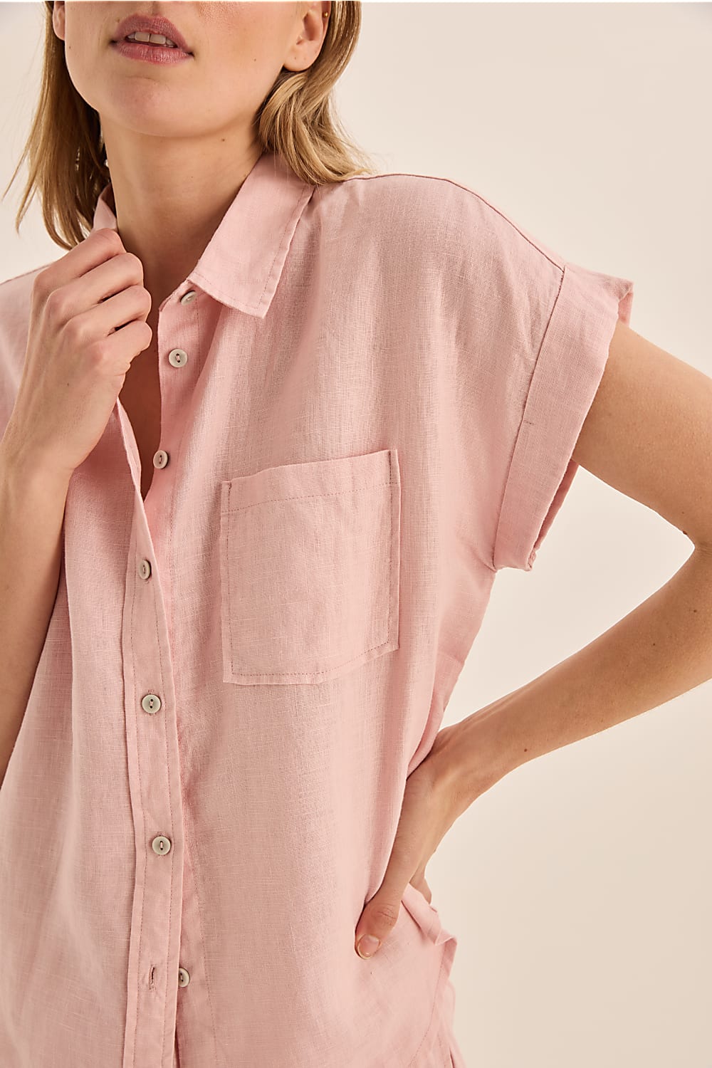 Charlotte Pink Linen Pyjama Set - Gingerlilly Sleepwear