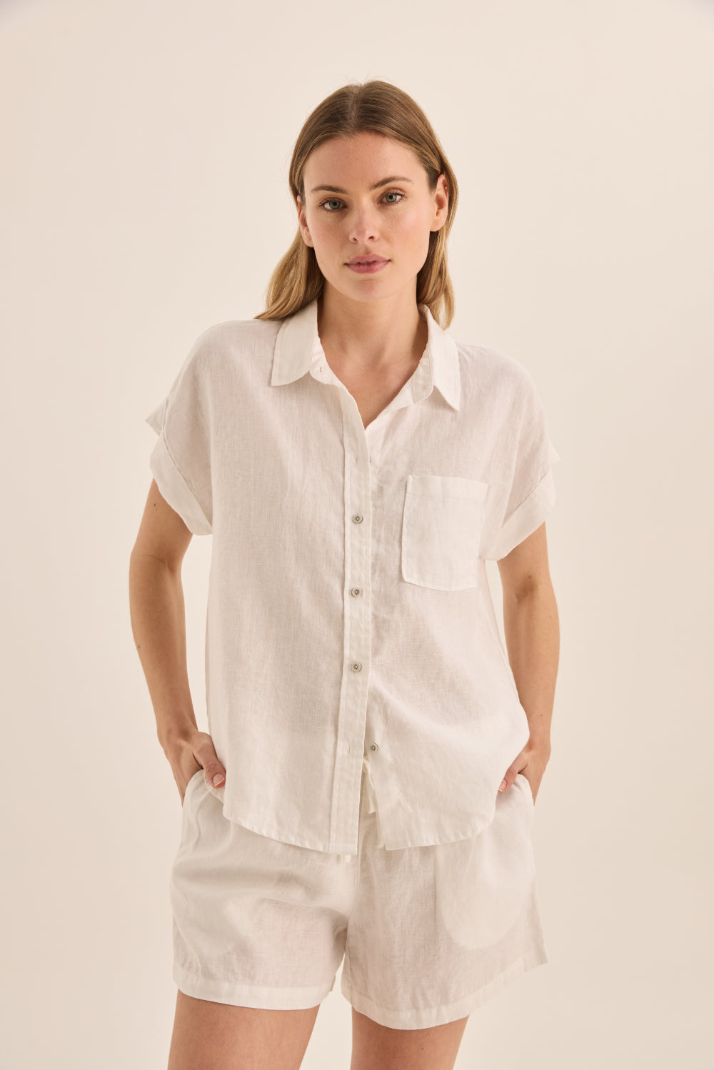 Charlotte White Linen Pyjama Set - Gingerlilly Sleepwear