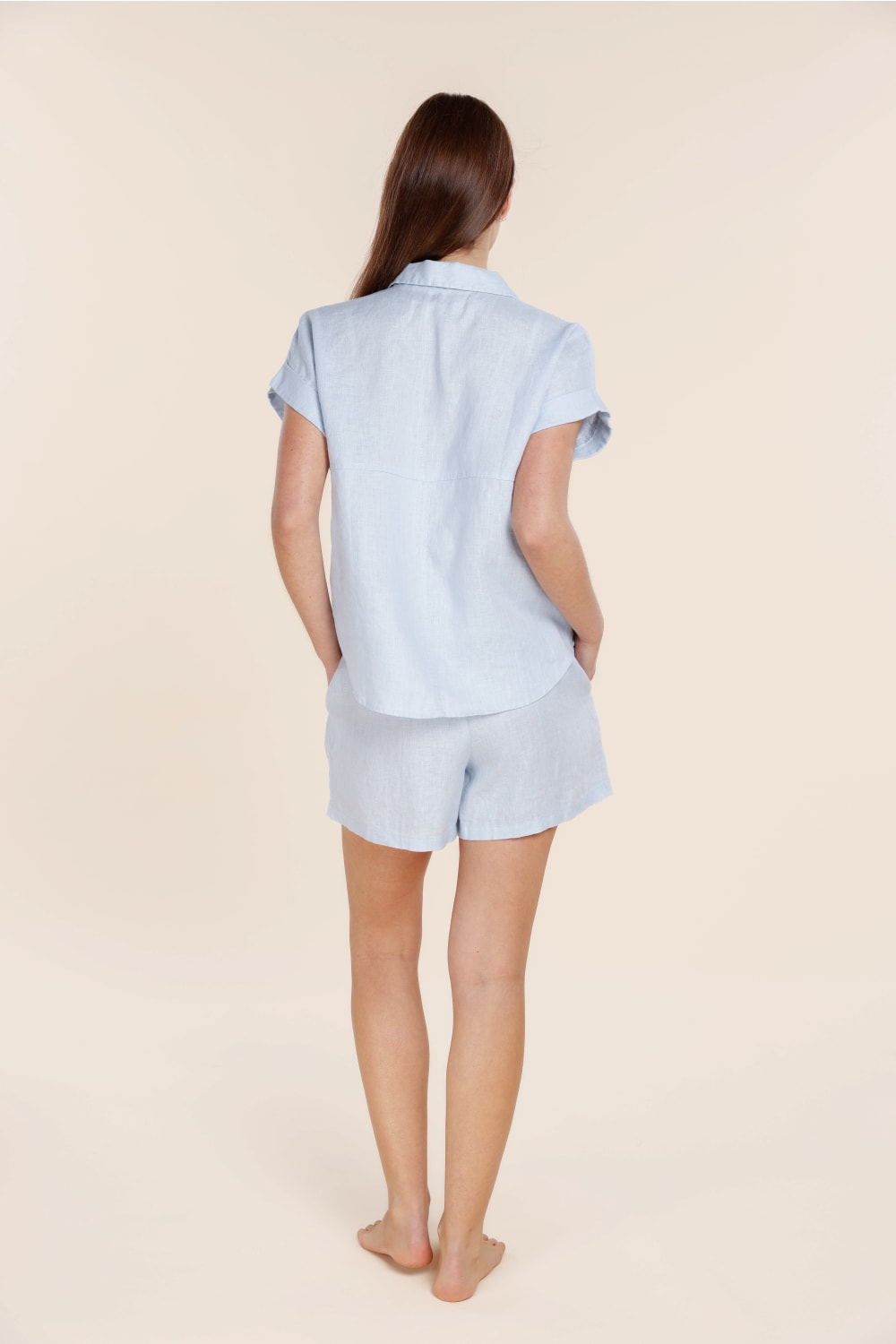Gingerlilly Charlotte Blue Linen Pyjama Set - Back