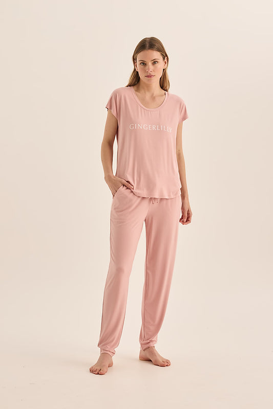 Elara Pink Bamboo Pyjama Set - Gingerlilly Sleepwear
