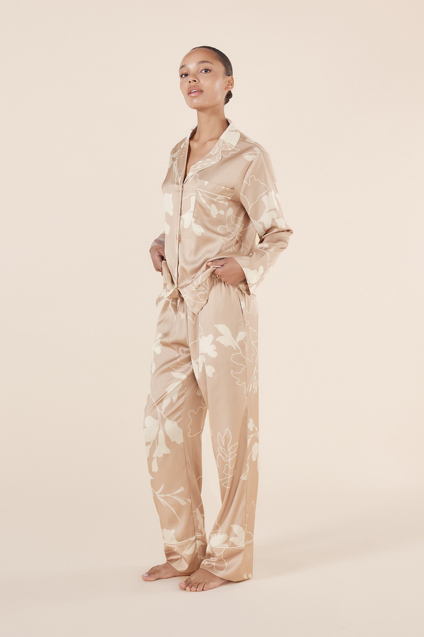 Elina Botanical Silky Satin PJ set - Gingerlilly Sleepwear