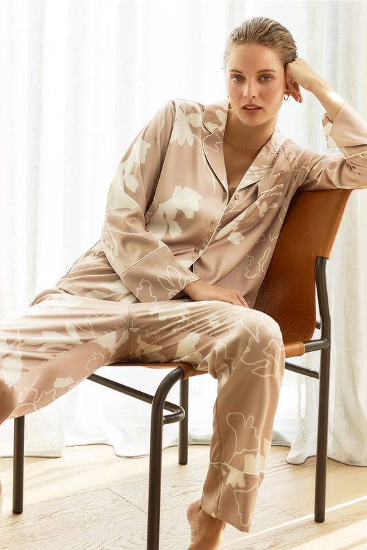 Elina Botanical Silky Satin PJ set - Gingerlilly Sleepwear