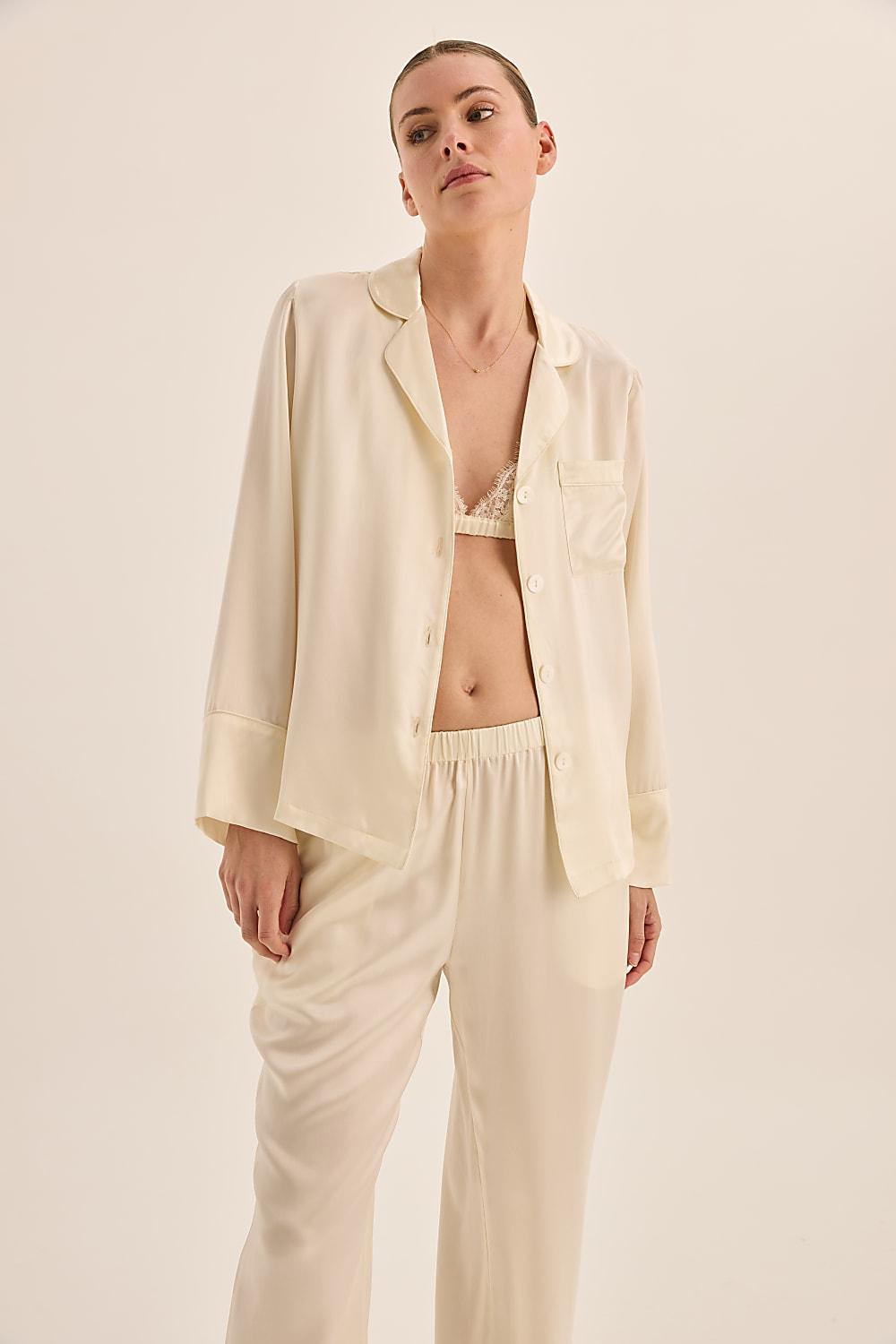 Emerald Pure Silk Long Sleeve Wide Leg Pyjama Set - Gingerlilly Sleepwear