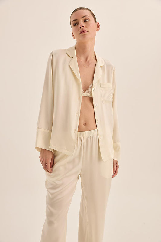 Emerald Pure Silk Long Sleeve Wide Leg Pyjama Set - Gingerlilly Sleepwear