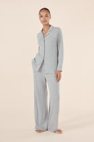 Gingerlilly Emilia Ribbed Lounge PJ Set - Grey - Front