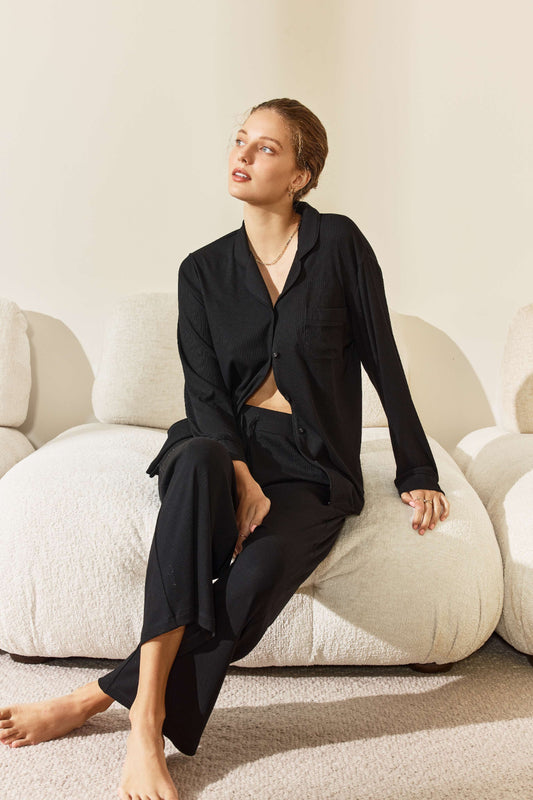 Emilia Ribbed Lounge PJ set - Gingerlilly Sleepwear