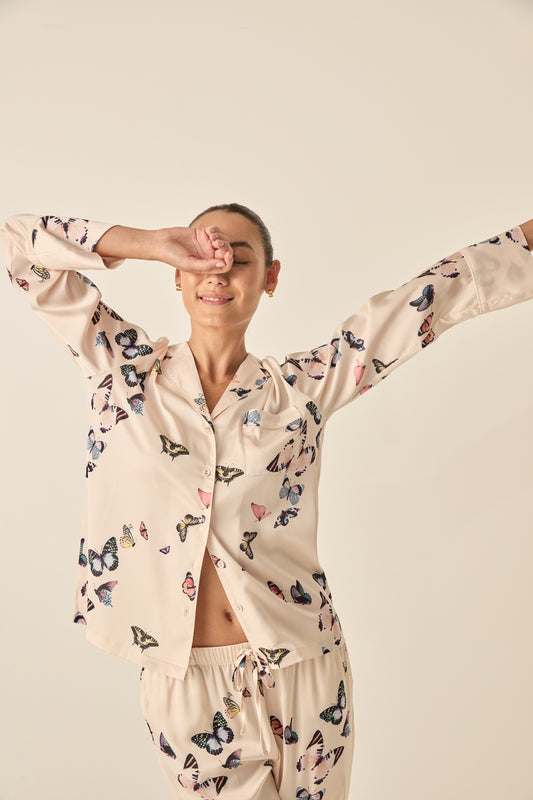 Estelle Butterfly Silky Satin Set  - Gingerlilly Sleepwear