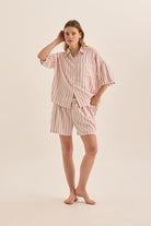Gingerlilly Evie Pink Stripe Linen Short Set - Front