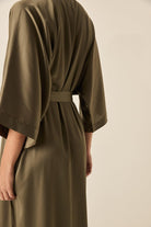 Florence Olive Satin Robe - Gingerlilly Sleepwear