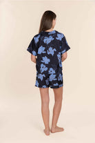Gingerlilly Freya Recycled Silky Satin Short Set - Navy - Side