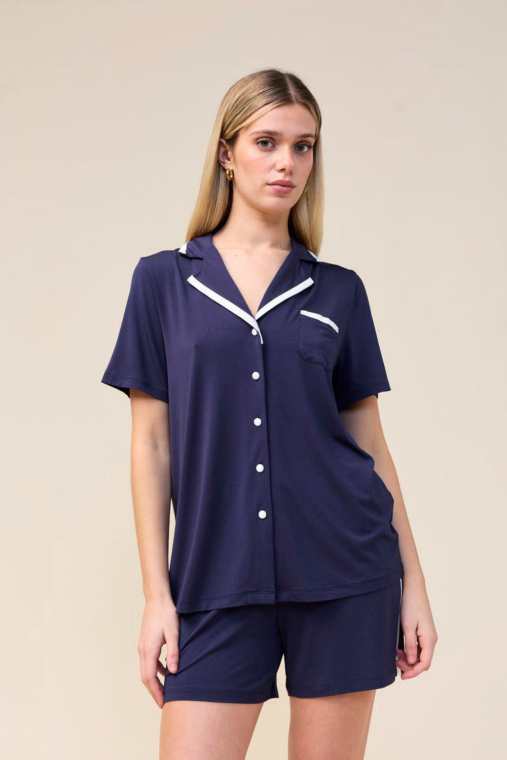 Gingerlilly Allegra Short Bamboo PJ Set - Navy - Front alt
