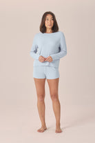 Gingerlilly Avery Rib Lounge Mini Short in Powder Blue