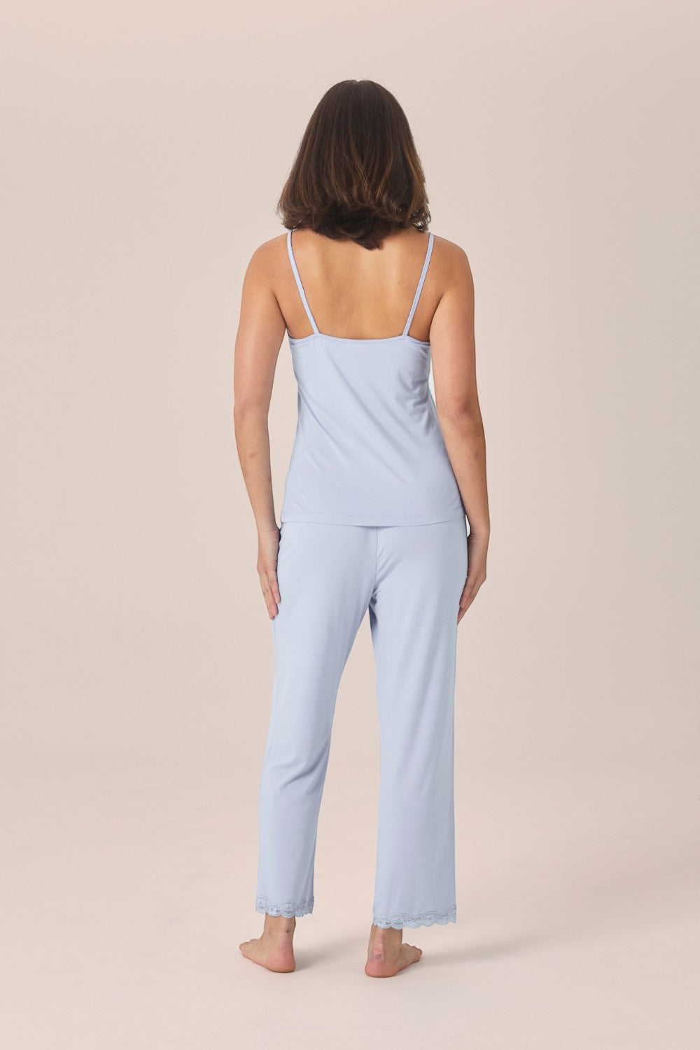 Gingerlilly Britt Bamboo Lace Cami Long PJ Set - Blue - Back