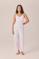 Gingerlilly Britt Bamboo Lace Cami Long PJ Set - Pink - Front