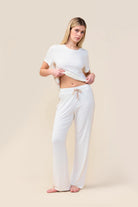 Gingerlilly Inez Bamboo Pant with Stripe - Ecru - Back