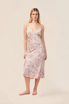 Woman wearing the Melody Bambi Print Spot Nightie in Brown, front view