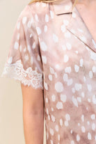 Gingerlilly Millie Bambi Print Long PJ Set - Brown - Detail