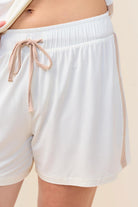 Gingerlilly Pippa Bamboo Shorts with Stripe - Ecru - Detail