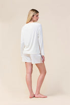 Gingerlilly Solene Long Sleeve Top with Stripe - Ecru - Back